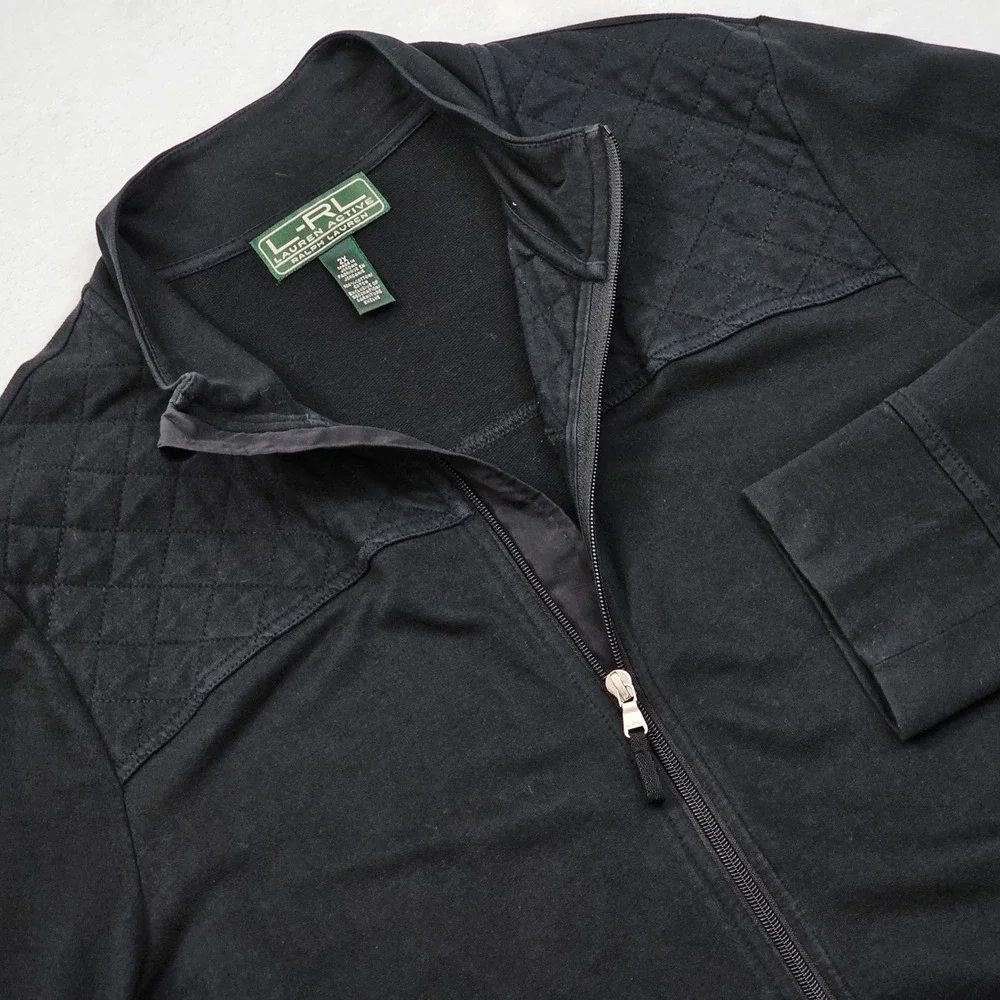 Lauren Active Ralph Lauren Jacket Womens 2X Black Full Zip Cotton Equestrian Ivy